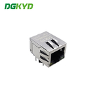 1x1 Cat5e RJ45 Single Port Connector With EMI Finger Yellow Green LED  RJ45 Single Port With Transformer