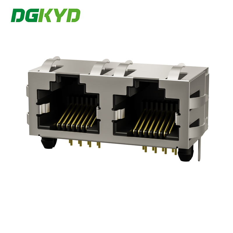 Tab UP Ganged Double Port Magnetic Modular Jack Cat5e Rj45 Keystone Connector DGKYD561288HWA3DY1027