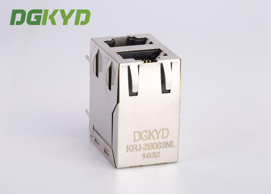 2x1 Modular Jack Stack Dual Port RJ45 Magnetics 100Mb Ethernet Connector