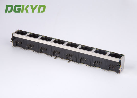 China factory shield 1X8 ganged rj45 ethernet port jack without discrete transformer