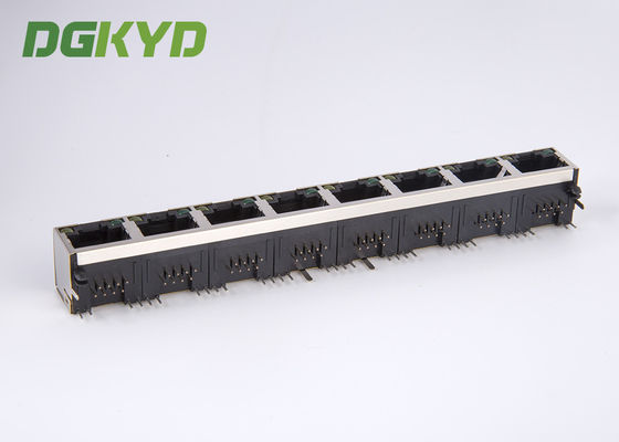 Shield Tab Up 1x8 Port Combo PCB Mount RJ45 Multiple Port Connectors With Y/G LED