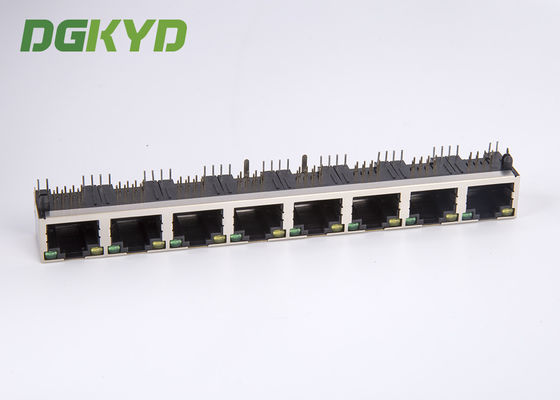 Shield Tab Up 1x8 Port Combo PCB Mount RJ45 Multiple Port Connectors With Y/G LED