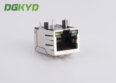 Gigabit 8 Core Single-Port RJ45 Connector, with Shield Tabs, with Green-Yellow LEDs