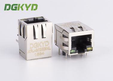 Gigabit 8 Core Single-Port RJ45 Connector, with Shield Tabs, with Green-Yellow LEDs