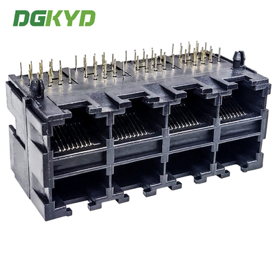 RJ45 multi port all plastic connector 2X4 8P8C stacked socket DGKYD59212488IWA1DY1G