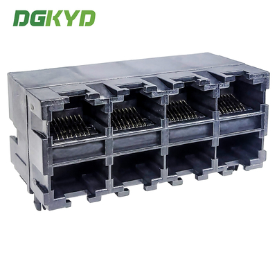 RJ45 multi port all plastic connector 2X4 8P8C stacked socket DGKYD59212488IWA1DY1G