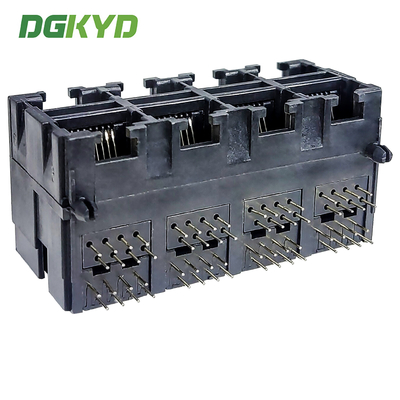 RJ45 multi port all plastic connector 2X4 8P8C stacked socket DGKYD59212488IWA1DY1G