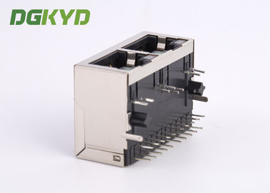 1000 BASE ganged 2 Port cat6 RJ45 Modular Jack with internal transformer RoHS compliance