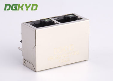 1000 BASE ganged 2 Port cat6 RJ45 Modular Jack with internal transformer RoHS compliance
