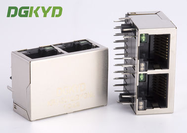1000 BASE ganged 2 Port cat6 RJ45 Modular Jack with internal transformer RoHS compliance