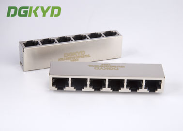 Metal shield ganged 6 port rj45 keystone jack 8P8C without LED tab down