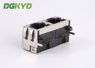 KRJ - 56S8P8C1X2ENL Metal Shielded 2 Port Rj45 Female Jack No LEDS Tab Up