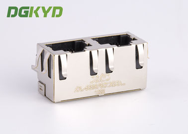 KRJ - 56S8P8C1X2ENL Metal Shielded 2 Port Rj45 Female Jack No LEDS Tab Up