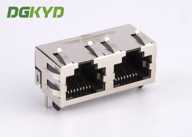 KRJ - 56S8P8C1X2ENL Metal Shielded 2 Port Rj45 Female Jack No LEDS Tab Up