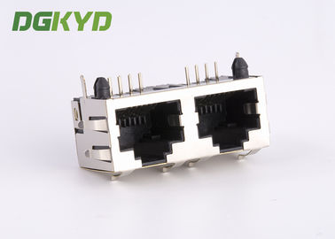 KRJ - 56S8P8C1X2ENL Metal Shielded 2 Port Rj45 Female Jack No LEDS Tab Up