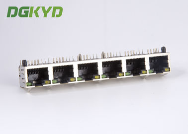 EMI Tabs 6 port ganged rj45 ethernet connector 8p8c tab up