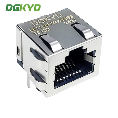 56 Single Port RJ45 Connector With Shielded Interface SMT DGKYD561188HWA6SB9T6133