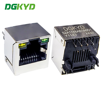 RJ45 Without Transformer Network Port Socket 8P8C With LED Direct Insertion Vertical RJ45 DGKYD52A1188AB1A6D1Y1143
