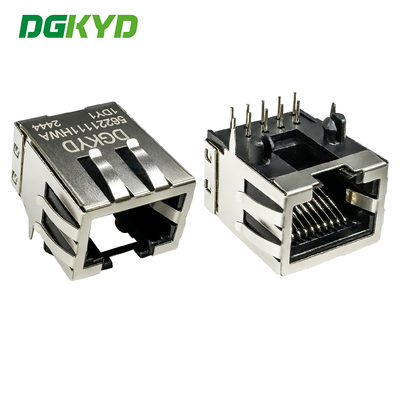 RJ45 Interface Socket 10P10C With Shielded Ethernet Port Connector DGKYD56221111HWA1DY1