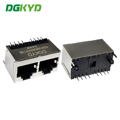 RJ45 Multi Port Vertical Connector 8P8C 180 Degree Direct Insertion Interface Without Filter DGKYD52241288GWA1DY1188