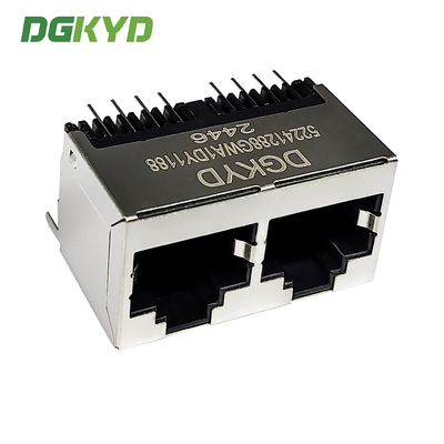 RJ45 Multi Port Vertical Connector 8P8C 180 Degree Direct Insertion Interface Without Filter DGKYD52241288GWA1DY1188