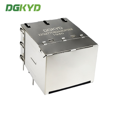 RJ45 stacked interface 2X2 Ethernet socket with light strip shielding POE Gigabit connector DGKYD22Q277DB2A4DP068 (POE+)