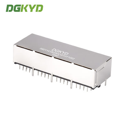 Metal shielded quad port rj45 keystone jack, without LED, RoHS compliant RJ45 horizontal connector with light and shielding interface DGKYD59211418GWA1D13Y1022