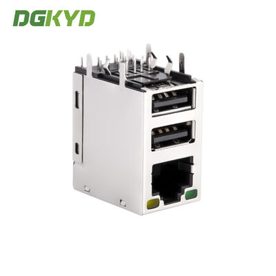 RJ45 with Dual USB 2.0 Sockets Gigabit Industrial Ethernet Port Network Interface KRJ-1001USB2NL