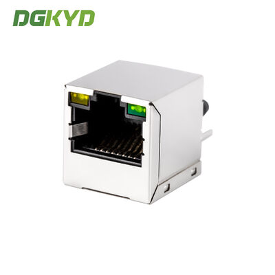 Vertical 180 Degree Ethernet Rj45 Connector Shielded Rj45 Jack With Magnetics KRJ-180CYGLNL