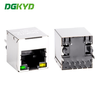 Custom 180 Degree Top Entry EMI 8P8C RJ45 Jack Cat 5 Ethernet Connector With POE KRJ-184POENL