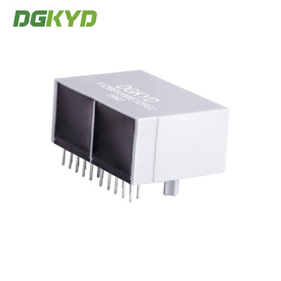 1X2 Port Configuration RJ45 PCB Connector with Gold Plating 6u and Right Angle PCB Mount for Communication