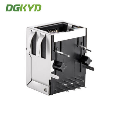 Tab Down 1x1 Port 1000 Base-T RJ45 Shielded Connector Ethernet LAN Modular Jack with Integrated Magnetics