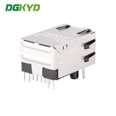 PA66 RJ45 Connector 25.8mm RJ45 Jack with 6U Gold Plating Shielded PCB Ethernet Connector