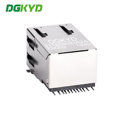SMT Single Port RJ45 Shielded Connector with LED Metal Shielded RJ45 Modular Jack