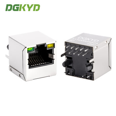 Vertical Gigabit Integrated Filter Single Port RJ45 Shielded Connector Ethernet RJ45 Connector for PCB Mount