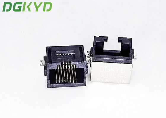 Single Port Tab Up SMT RJ45 Connector Socket With LED Sink Plate 7.5 DGKYDCB751188GWE6SB3009