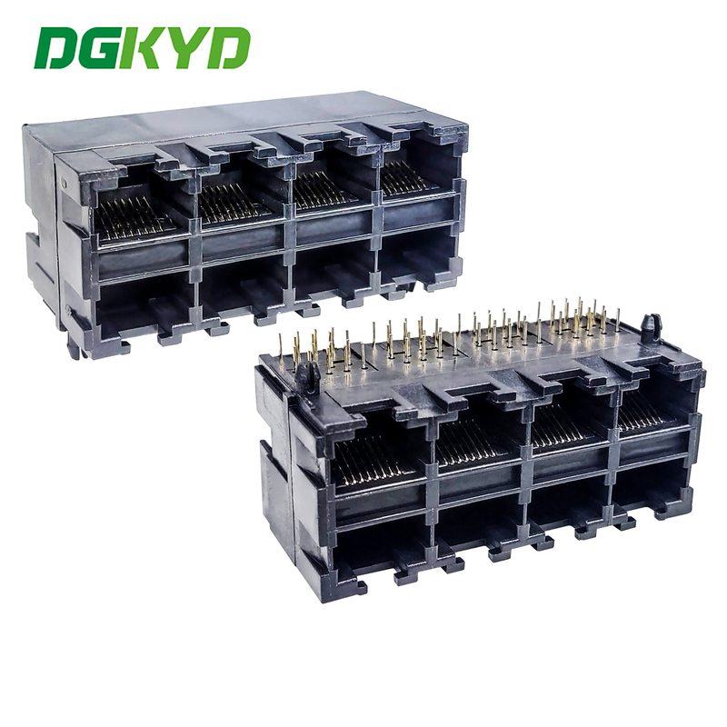 RJ45 multi port all plastic connector 2X4 8P8C stacked socket DGKYD59212488IWA1DY1G