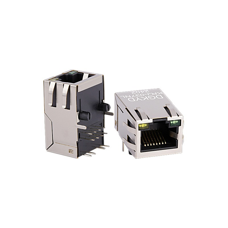 RJ45 Single Port Connector 100Mbps with LED Yellow Green for PCB