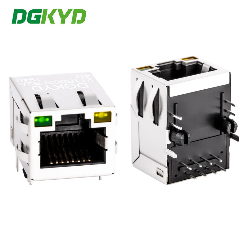 RJ45 Modular Jack with Gold Plating 6u Single Port and LED for PCB Applications