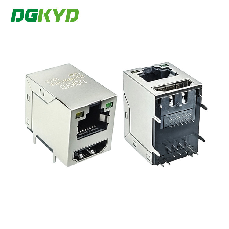 DGKYDRH1188AB1A1DB1080 RJ45 Network Port USB Connector Single Port 8P8C Connector With LED Network Port Socket