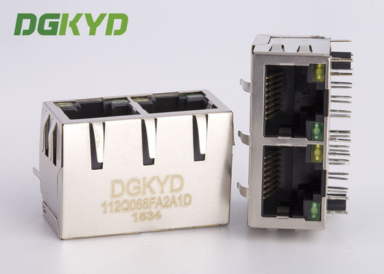 Кабельное соединение кабеля ethernet CAT6 поднимает гнездо домкратом Rj45 с СИД 1000 BASE-TX G/Y