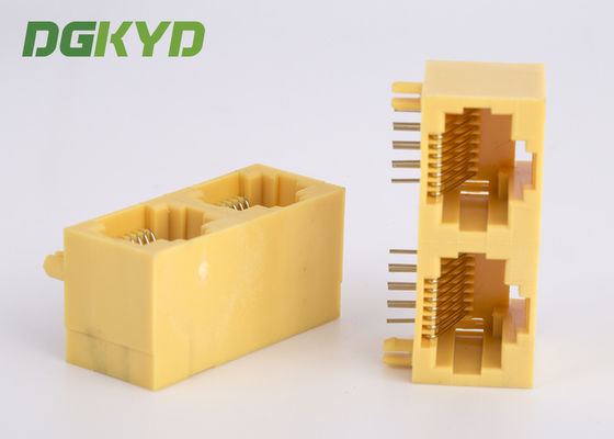 Пластмасса бортового входа KRJ-56S1X2WDWKNL желтая расквартировывая 2 гаван RJ45 сеть Джек