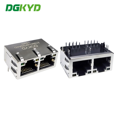 RJ45 Ethernet соединитель порта 8P8C с защитой от световой полосы с двумя портами горизонтальной розетки DGKYD212B016FD2A4D