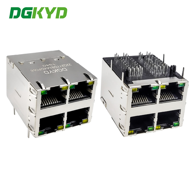 RJ45 наложенный интерфейс 2X2 Ethernet сок с световой лентой экранирования POE Гигабитный разъем DGKYD22Q277DB2A4DP068 (POE+)