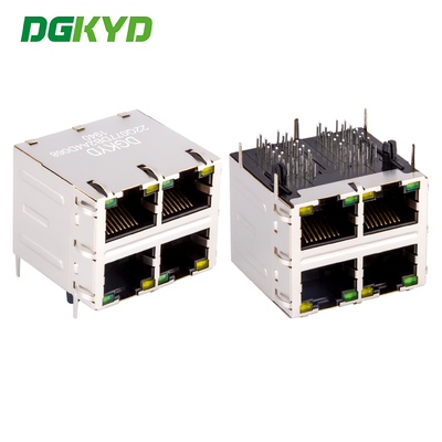 Экранированный 2X2 двухъярусный 4-портовый 1000M Cat6 RJ45 модульный разъем с Ethernet фильтром DGKYD22Q077DB2A4D068