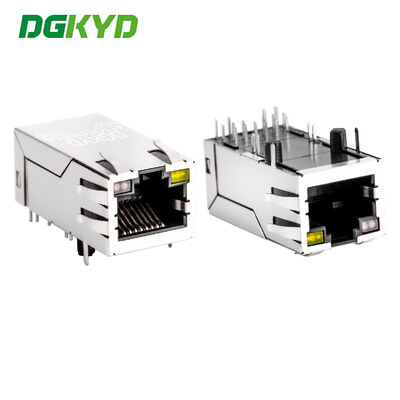 СИД G/O/Y DGKYD411Q117DF5A1DP соединителя локальных сетей RJ45 Pin POE 12 диапазона гигабита одиночное гаван