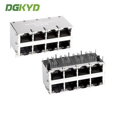 Коннектор RJ45 с двухпалубным подключением 2x4 с скоростной производительностью Cat6 и боковой установкой