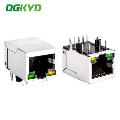 Однопортовый гигабитный Ethernet 10 штифтов PCB Shielded RJ45 модульный разъем с зеленым/желтым светодиодом