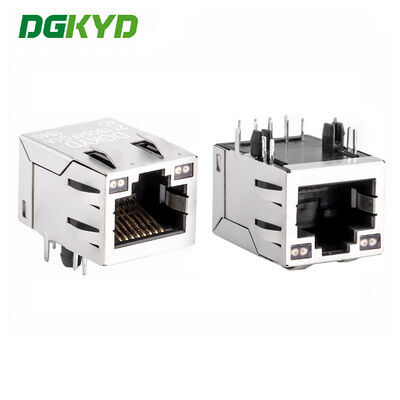Экранированный разъем RJ45 со встроенным фильтром 100 Мбит/с, двухцветным светодиодным индикатором и позолотой 6U