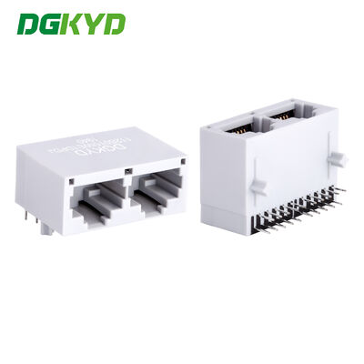 Конфигурация порта 1X2 Разъем RJ45 для печатной платы с золотым покрытием 6u и угловым креплением на печатную плату для связи